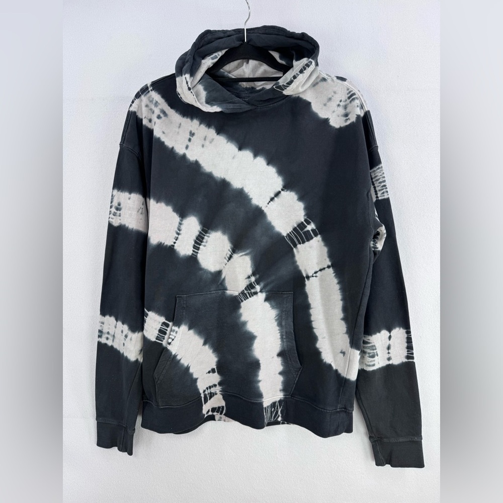 Men’s Tie Dye Black and White lightweight Hoodie Front Pocket Casual Sz M/L